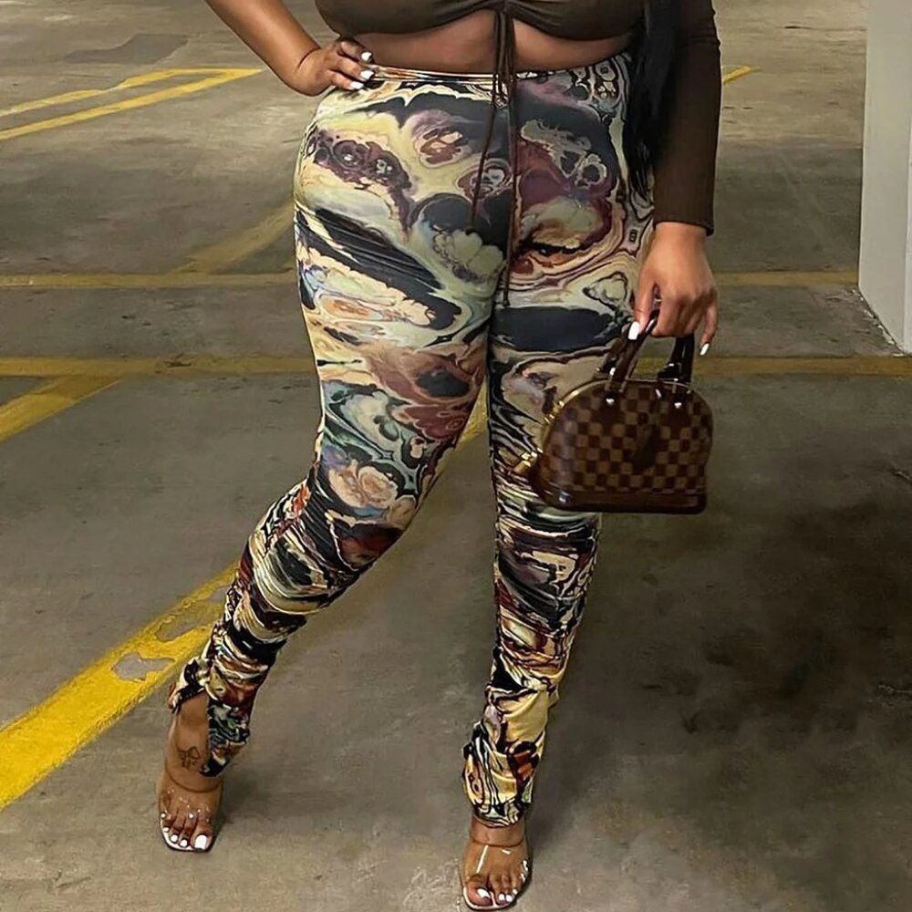 NWT Stacked Pant - Brown Combo